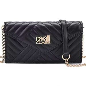 NWT Cavalli Class Black leather Quilted Women's Valeria cross body Bag